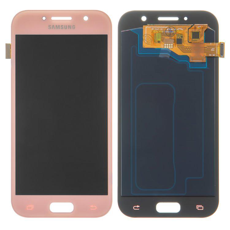 

Дисплей для Samsung A520 Galaxy A5 (2017), рожевий, із сенсорним екраном, (OLED), High Copy