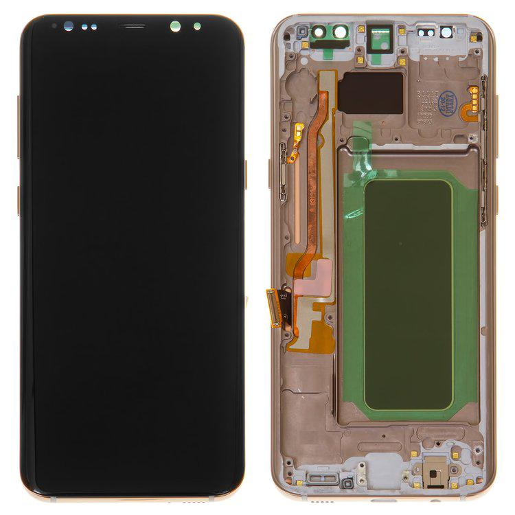 

Дисплей для Samsung G955 Galaxy S8 Plus, золотистий, із сенсорним екраном, з рамкою, (OLED), High Copy