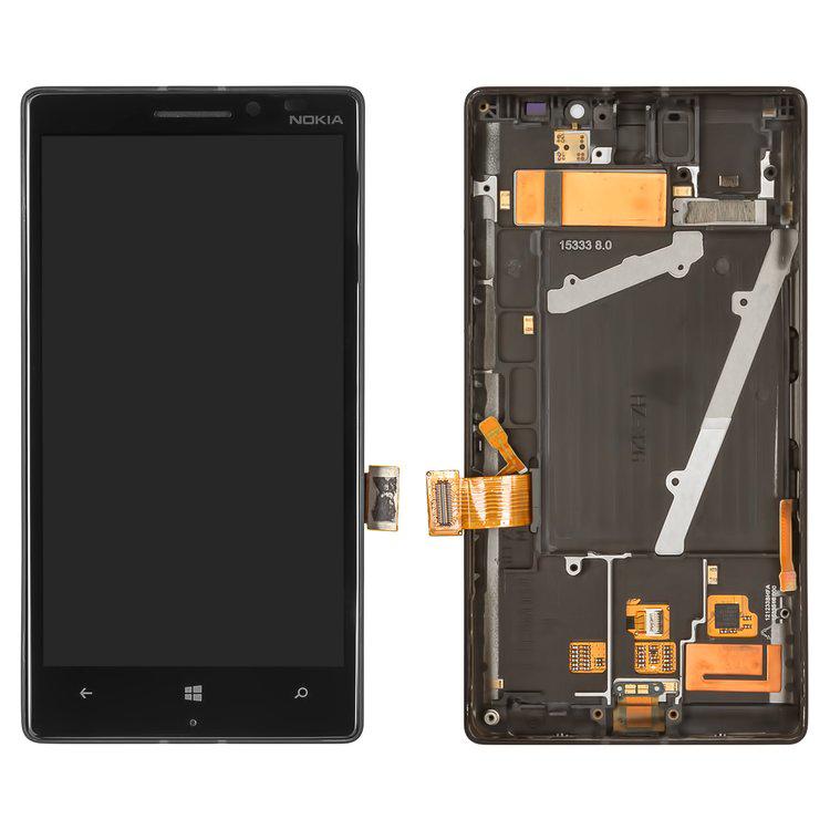 

Дисплей для Nokia 930 Lumia, чорний, із сенсорним екраном, з рамкою