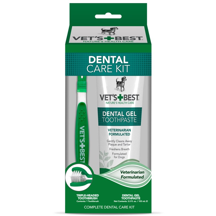 

Набор для ухода за ротовой полостью собак Vet's Best Dental Care Kit Гель для чистки зубов + зубная щётка