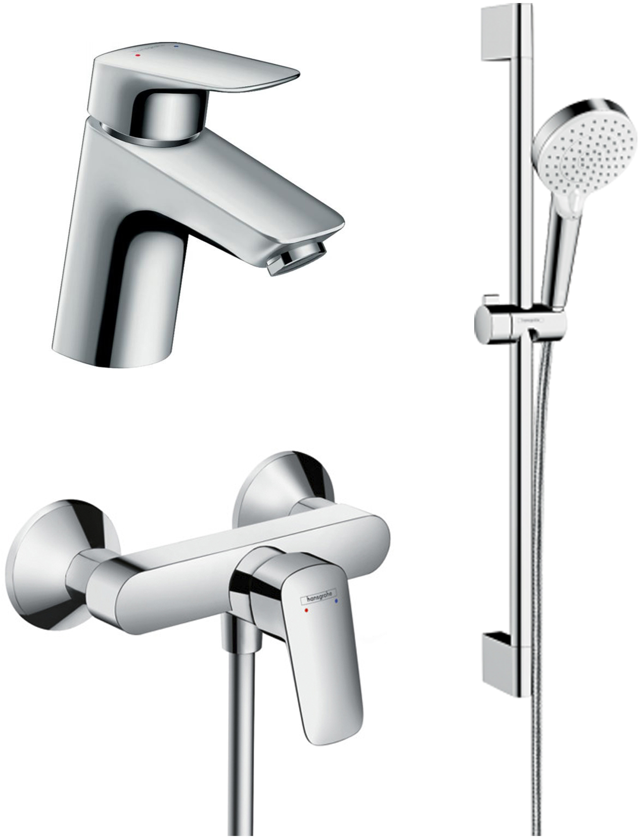 

Набор смесителей HANSGROHE Logis 20200006 (710780+7160+26534400)