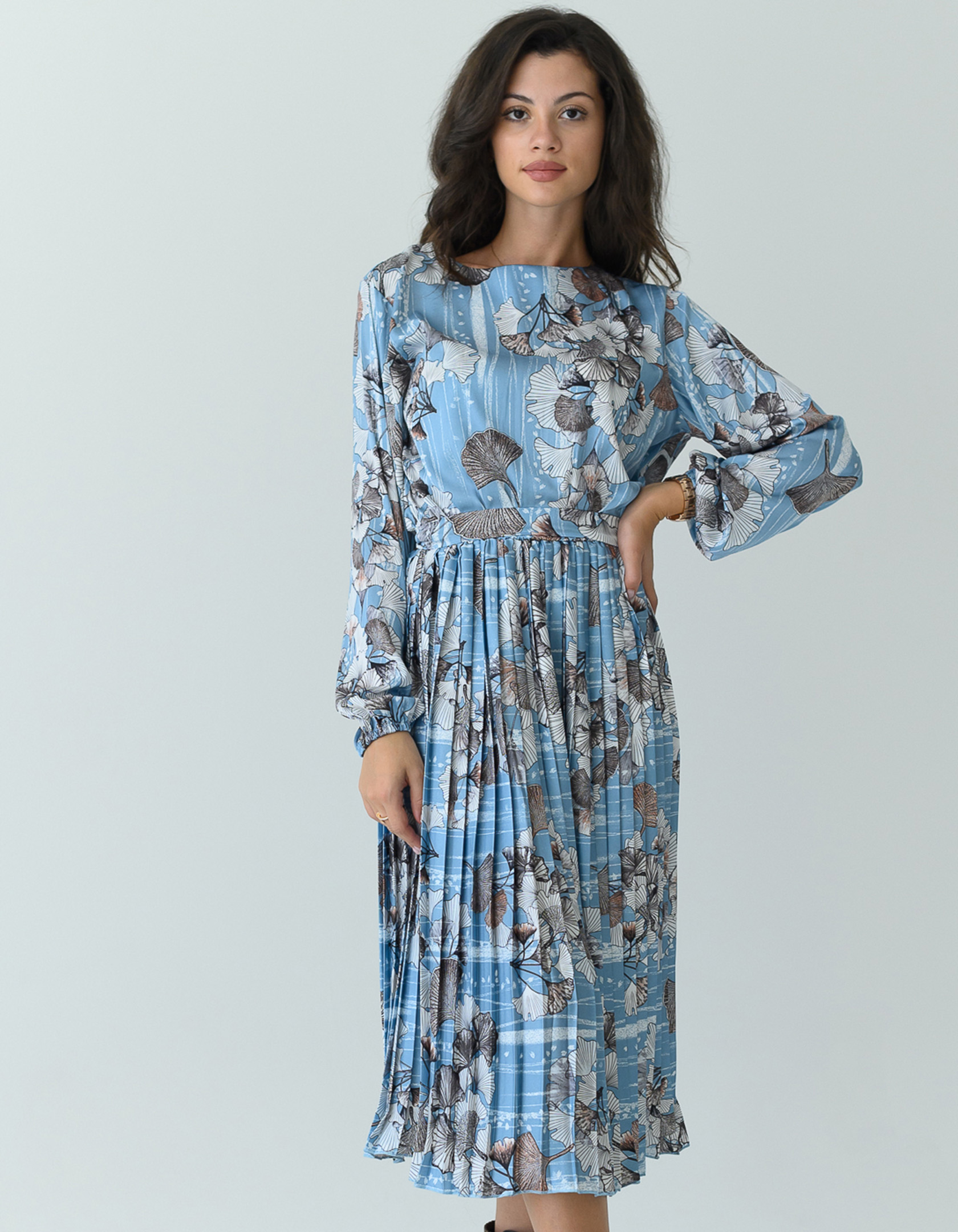 

Платье деми Wear me женское плиссе с длинным рукавом и принтом  Голубой 2w/19/70F, Платье деми Wear me женское плиссе с длинным рукавом и принтом S Голубой 2w/19/70F
