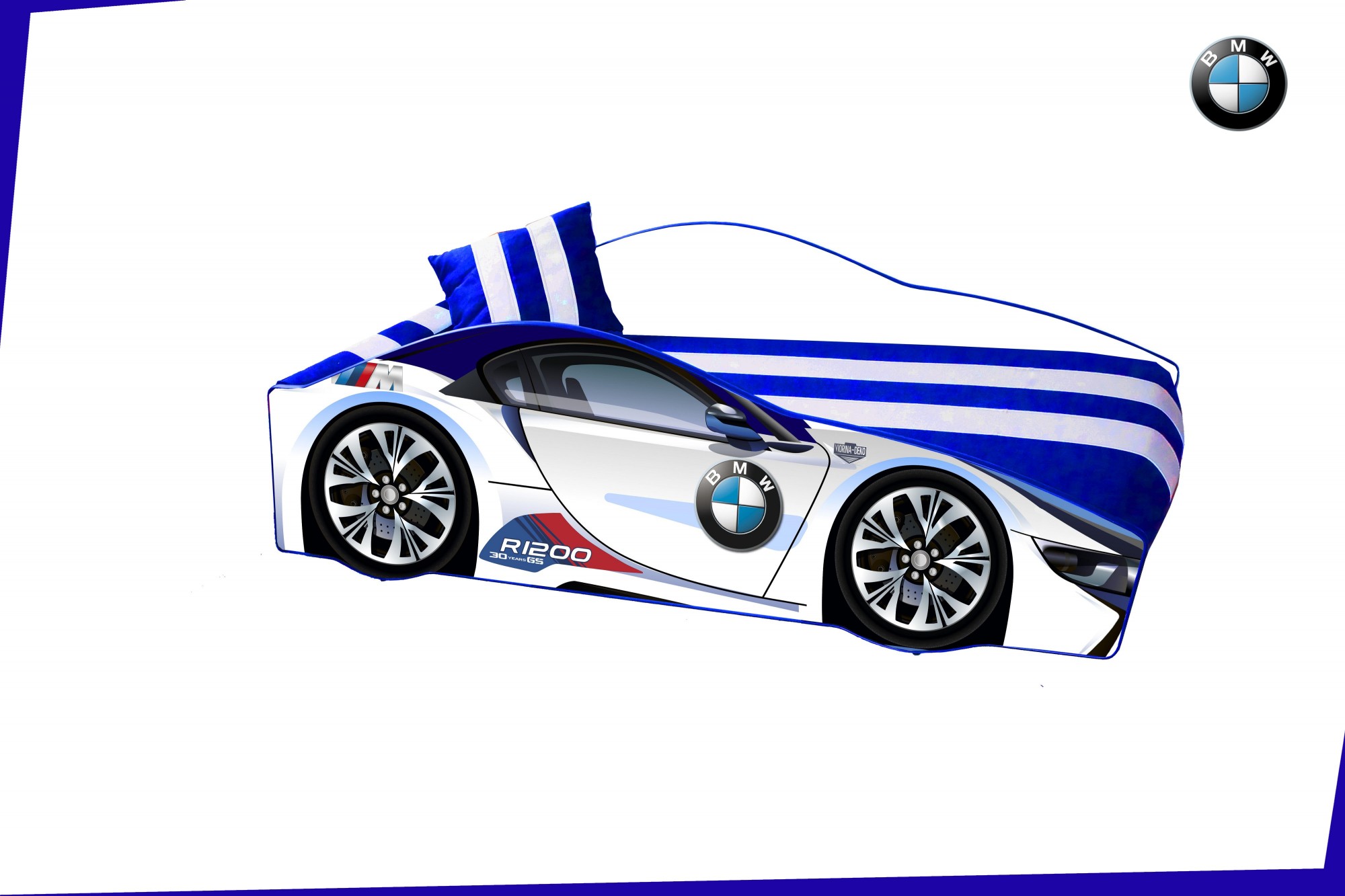 

Кровать машина с подъемным механизмом Viorina-Deko BMW элит 80/170 белая