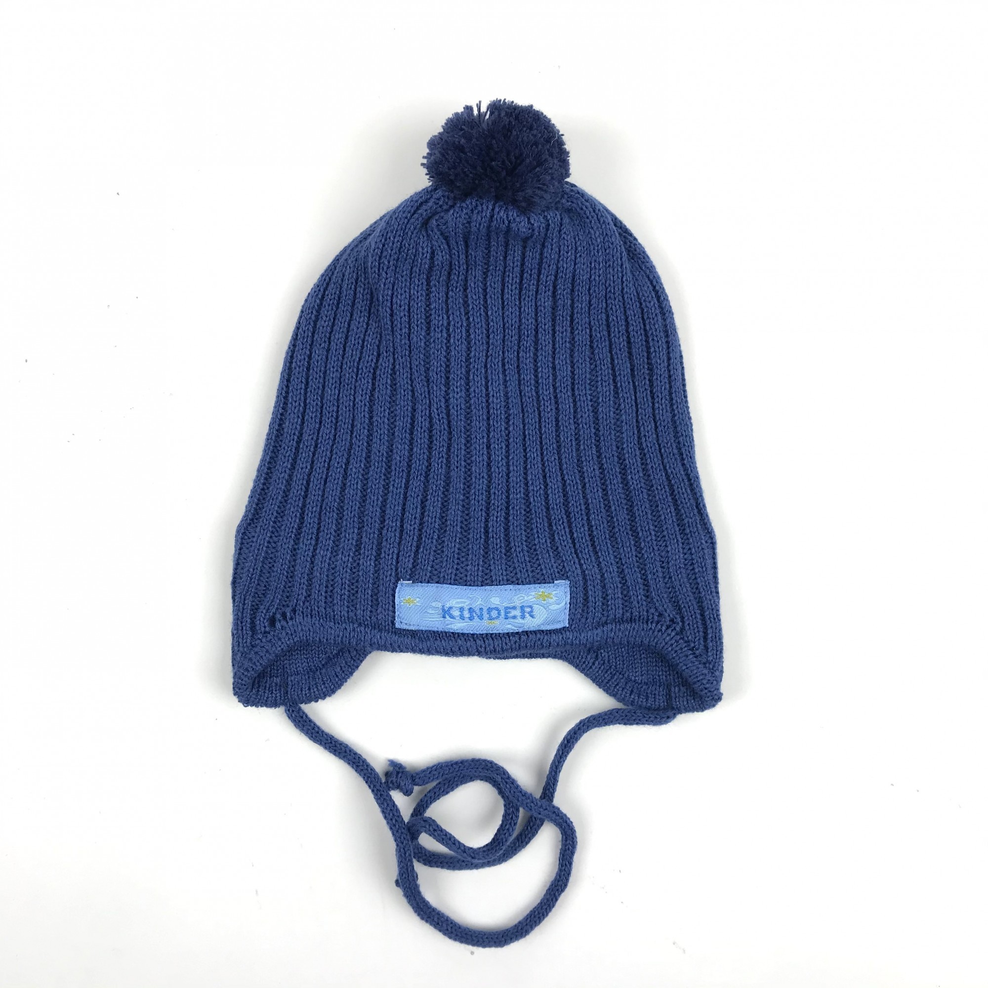 

Демисезонная шапка с завязками Талви 40-42 см темно-синяя к302