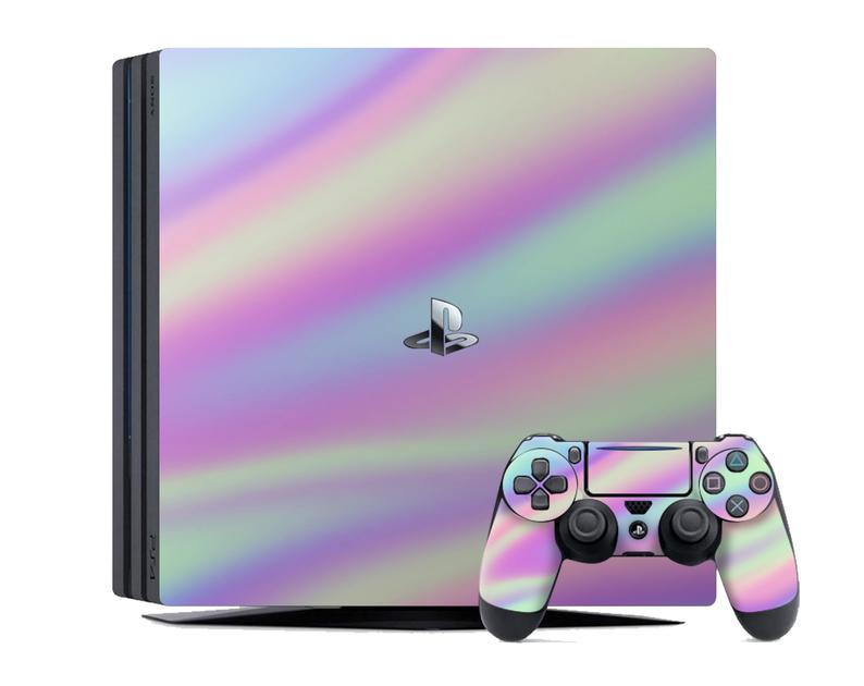 

Виниловая наклейка на Sony PlayStation PS4 Slim консоль и контроллер с принтом перламутр, арт.700272