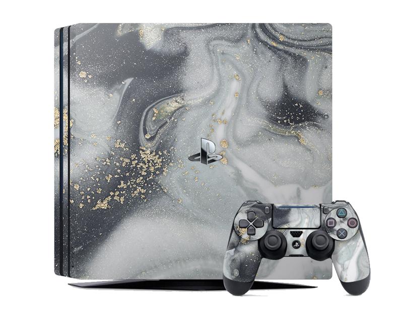 

Виниловая наклейка на Sony PlayStation PS4 Slim консоль и контроллер с принтом серый мрамор, арт.700323