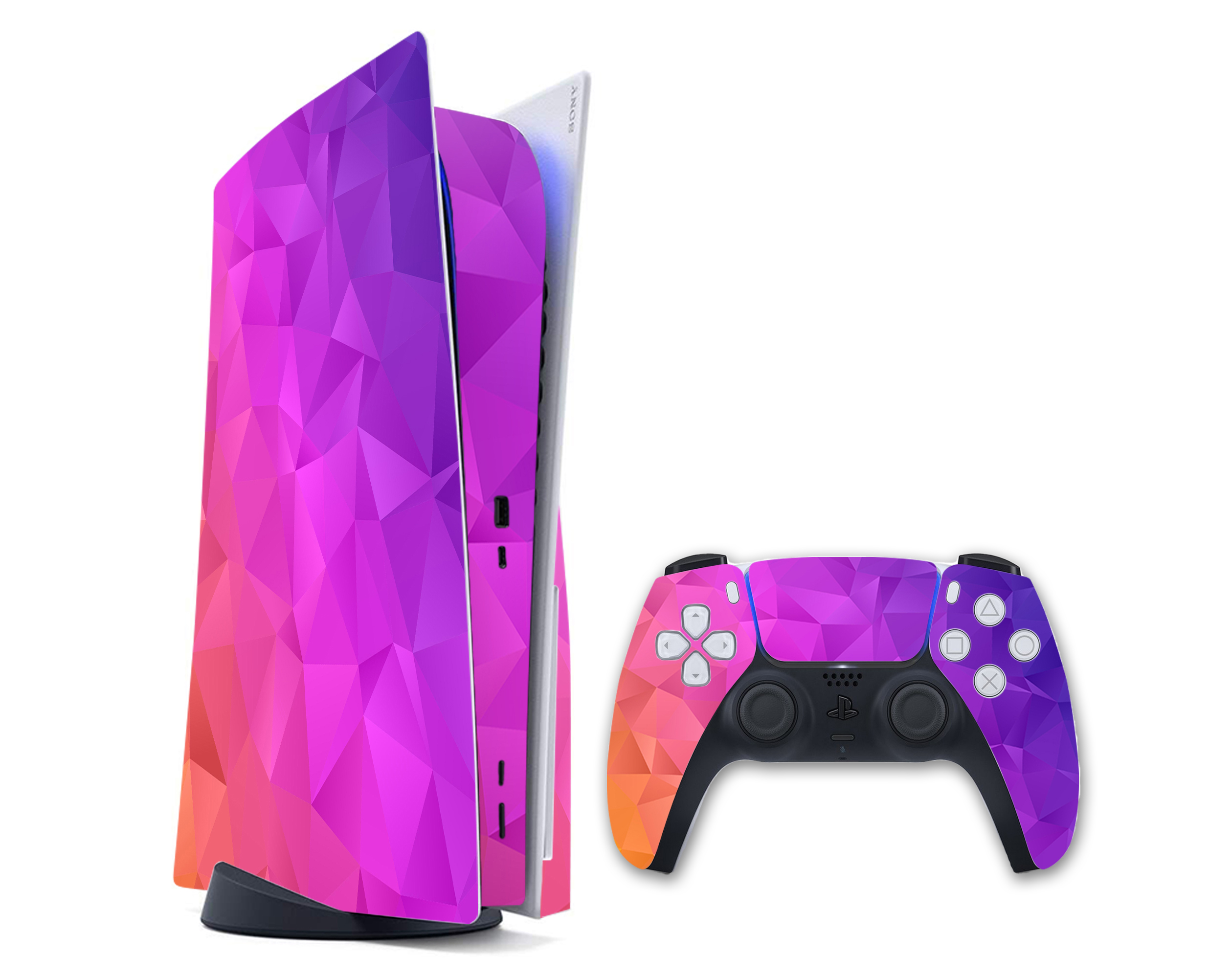 

Виниловая наклейка на Sony PlayStation PS5 консоль и контроллер с принтом 3D омбре, арт.700367