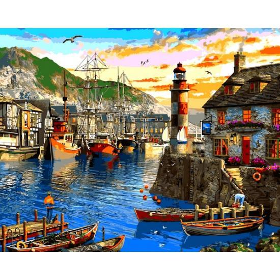 

Картина по номерам VP1279 Восход солнца в порту VP1279, Babylon, 40x50 см.