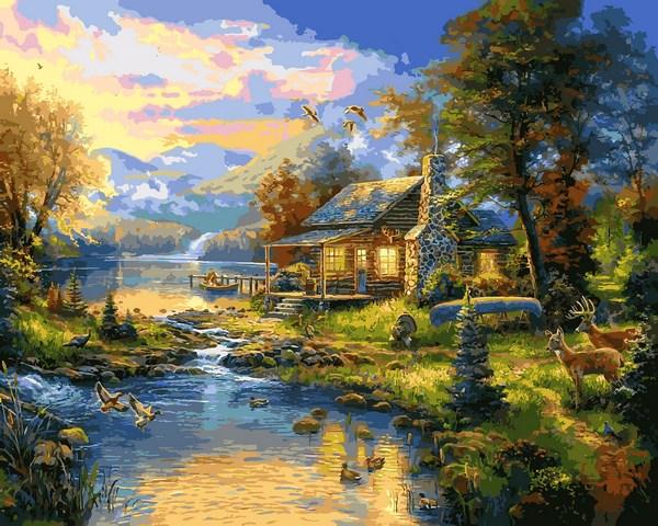 

Картина по номерам VP1355 Дом у озера, 40x50 см., Babylon