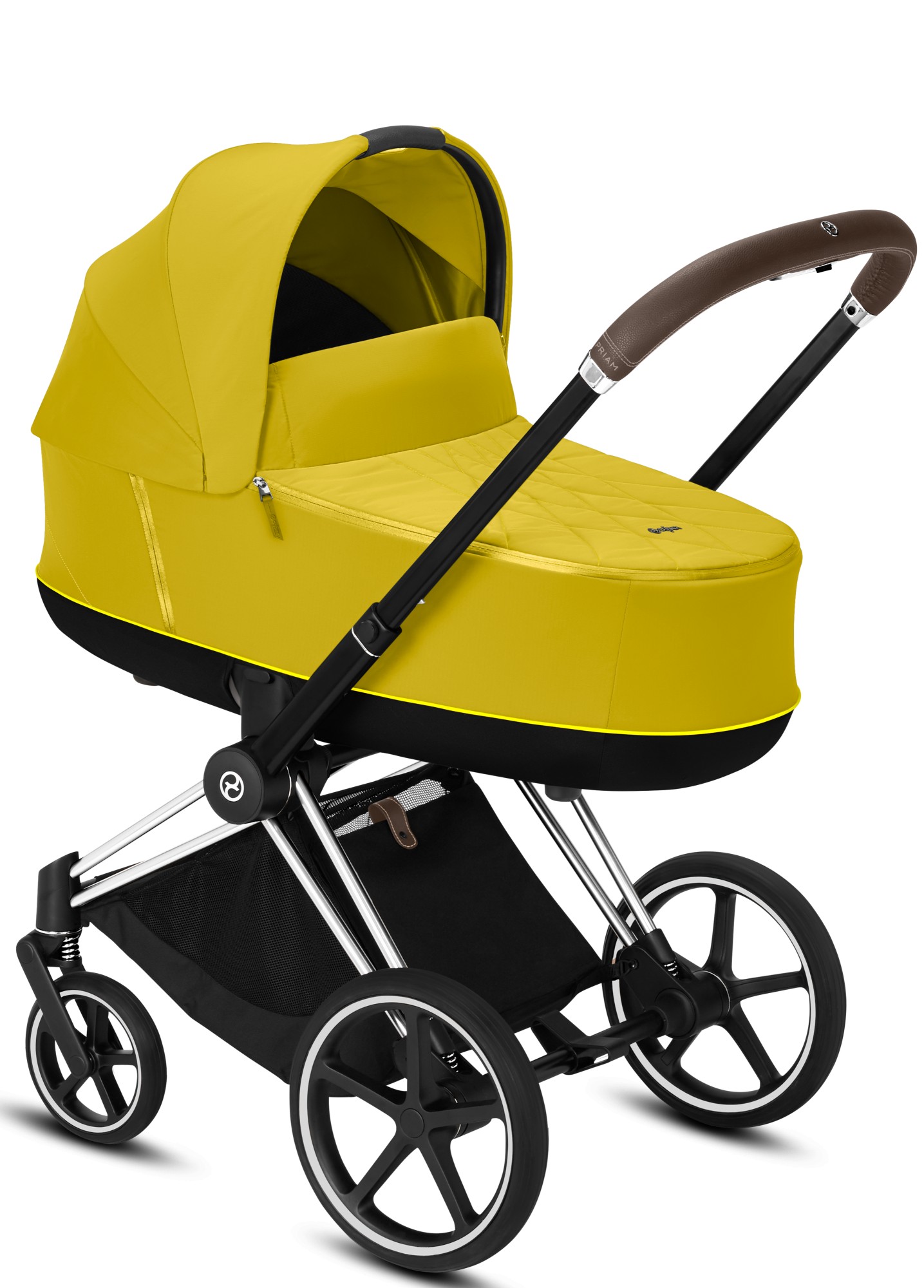 

Коляска для новорожденных Cybex Priam Mustard Yellow шасси Chrome Brown