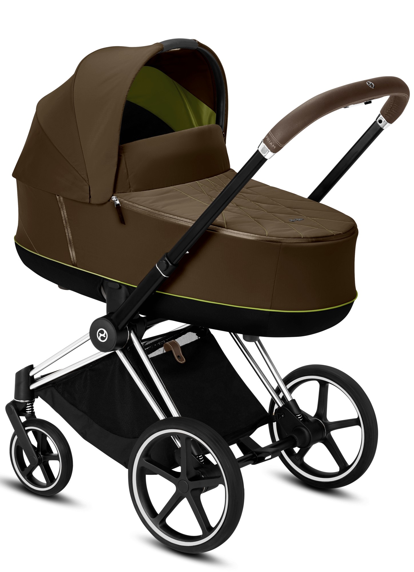 

Коляска для новорожденных Cybex Priam Khaki Green шасси Chrome Brown