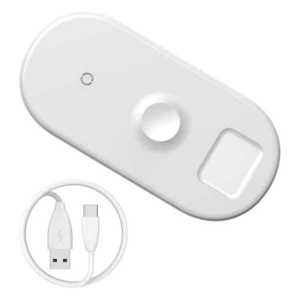 

Беспроводное зарядное устройство BASEUS Smart 3 in 1 Wireless Charger - White