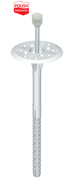 

Дюбель с удлиненной распорной базой cо стальным оцинкованным гвоздем с пластмассовой головкой LFM 10х220 (100