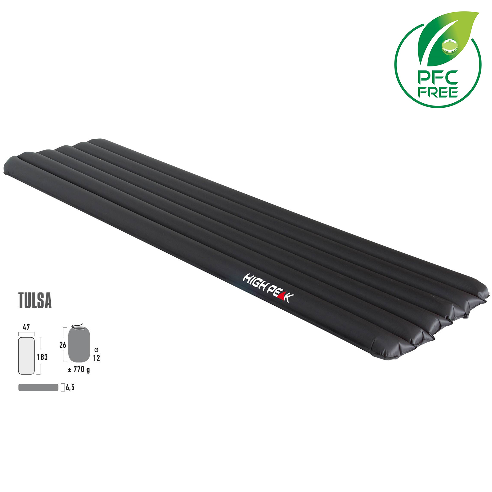 

Коврик надувной High Peak Tulsa 6.5 cm Dark Grey (41002)
