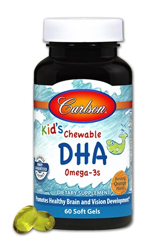 

Рыбий жир для детей, апельсин, Kids Chewable Dha, Carlson Labs, 100 мг, 60 капсул
