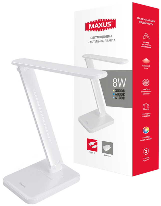 

Настольная лампа Maxus DL 8W 3CCT WH S