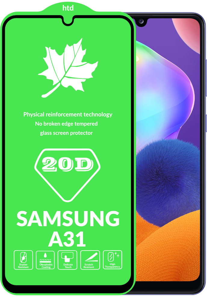 Защитное стекло 20D Glass Samsung Galaxy A31 A315 (большой радиус ...