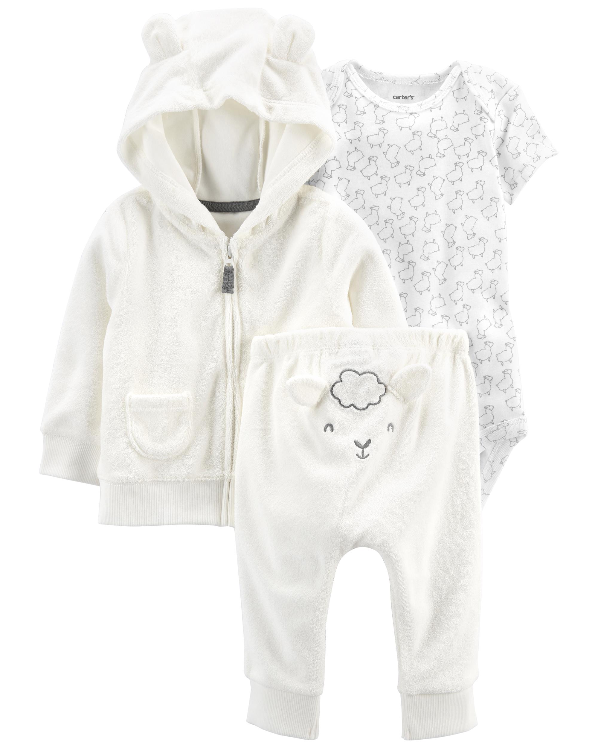 

Комплект (толстовка + боди-футболка + штанишки) Carters 1L773110 9M 69-72 см Белый с серым