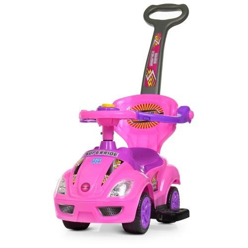 

Машина толокар Bambi розовый музыка свет родительская ручка M 4205 8