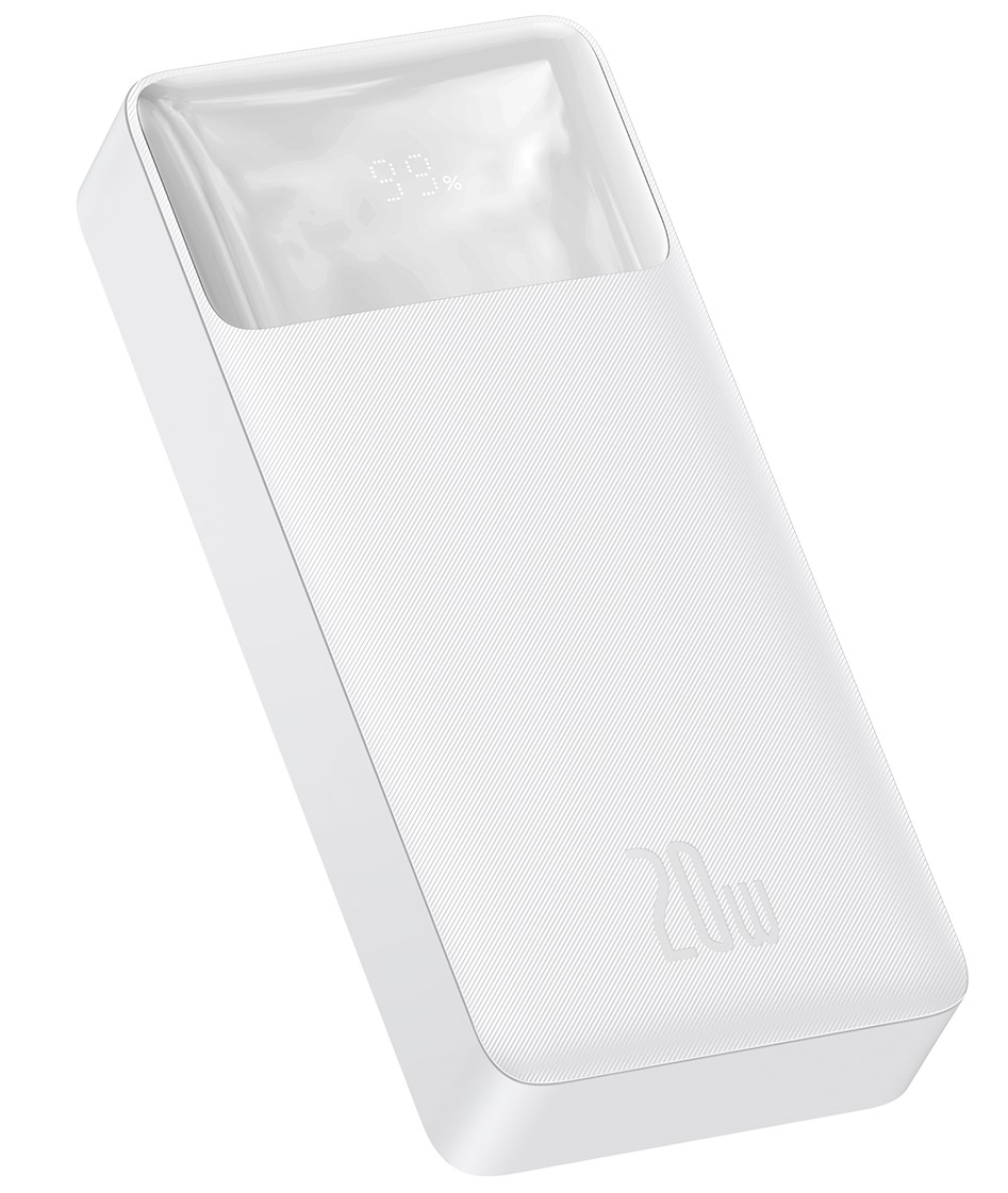 

УМБ Baseus Bipow Digital Display 20000mAh 20W 3A с технологией QC3.0+PD3.0 2USB+Type-C + Кабель USB to Micro USB Белый