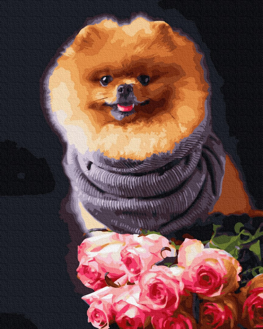 

Картина по номерам - Собачка в цветах Brushme 40*50см. (GX30589)