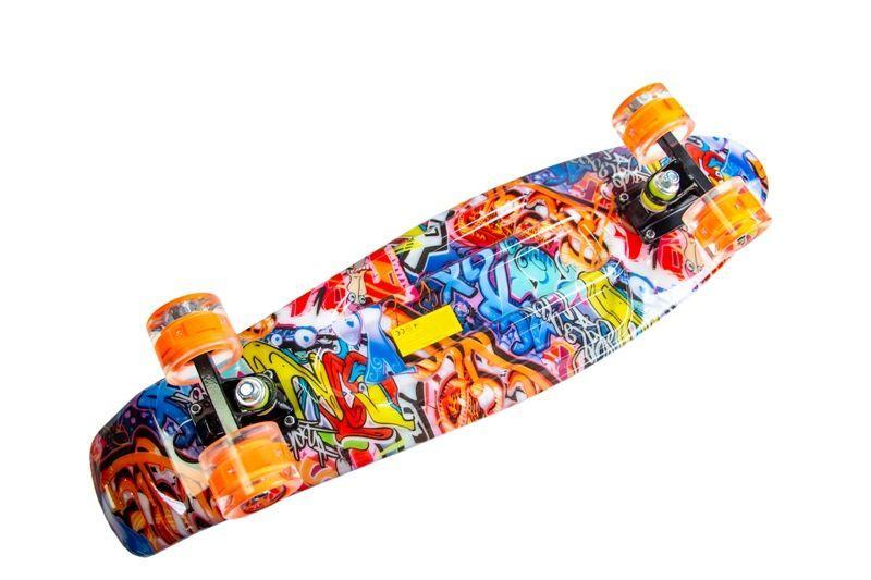 

Скейтборд "Penny Board Nickel 27 Graffity", усиленный пластик, светящиеся колеса