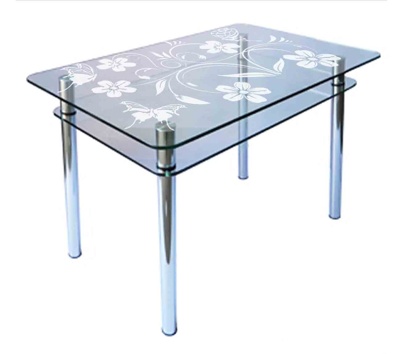 

Обеденный стеклянный стол Glass Antonik КС-1 прозрачный с пескоструем №81 (1100х700х750 мм)