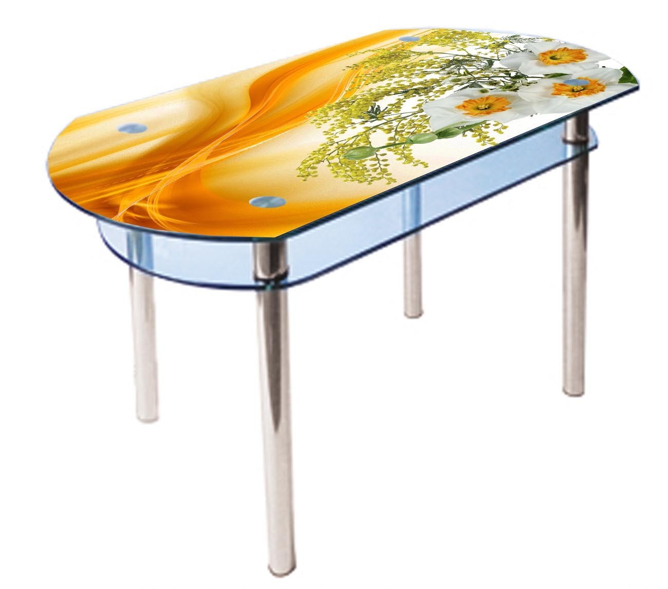 

Обеденный стеклянный стол Glass Antonik КС-5 оранжевый с фотопечатью №34 (1100х700х750 мм)