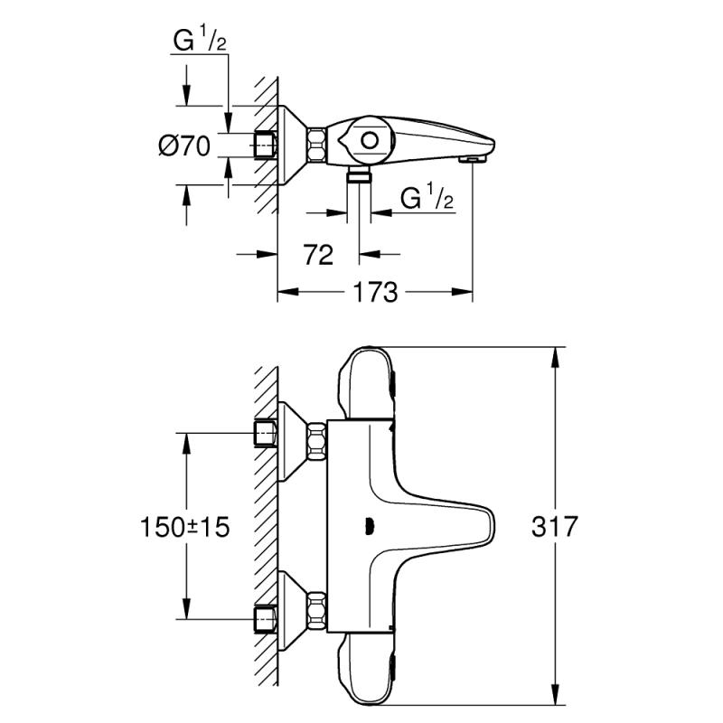 

Смеситель для ванны Grohe Grohtherm 1000 34155003 термостатический