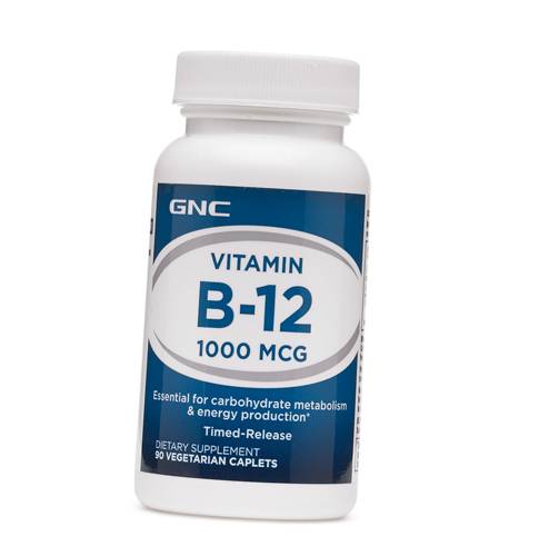

Витамин В12, Цианокобаламин, Vitamin B-12 1000, GNC 90вегкаплет (36120082)