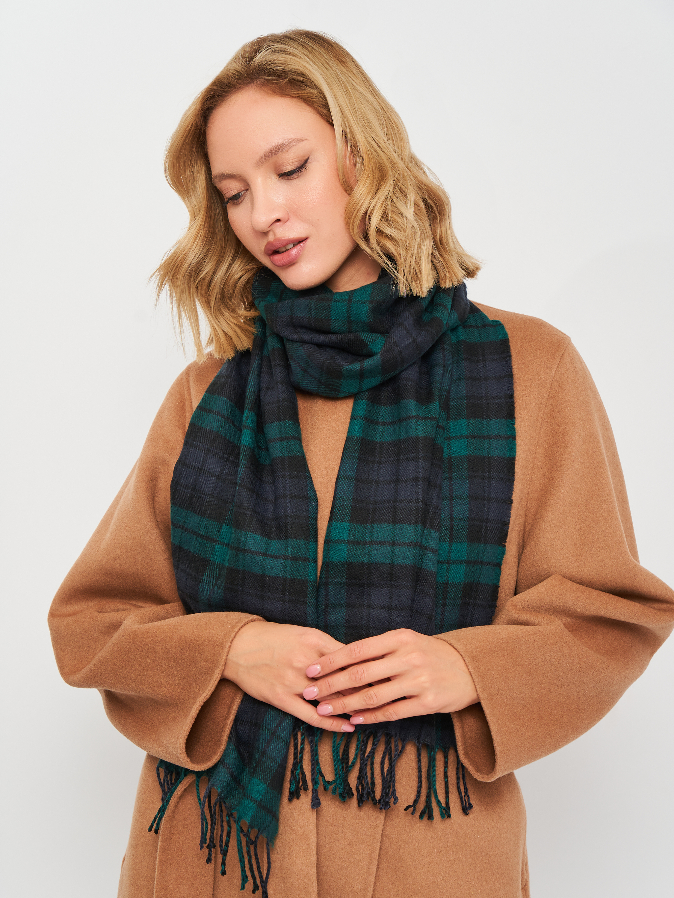 

Шарф H&M 180x35 см зеленый клетка 6087608760