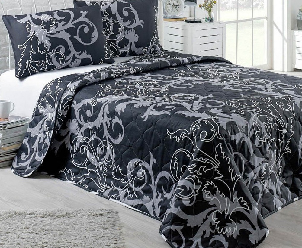 

Покрывало стеганое Eponj Home B&W Mare Siyah 160х220 с наволочкой 50х70