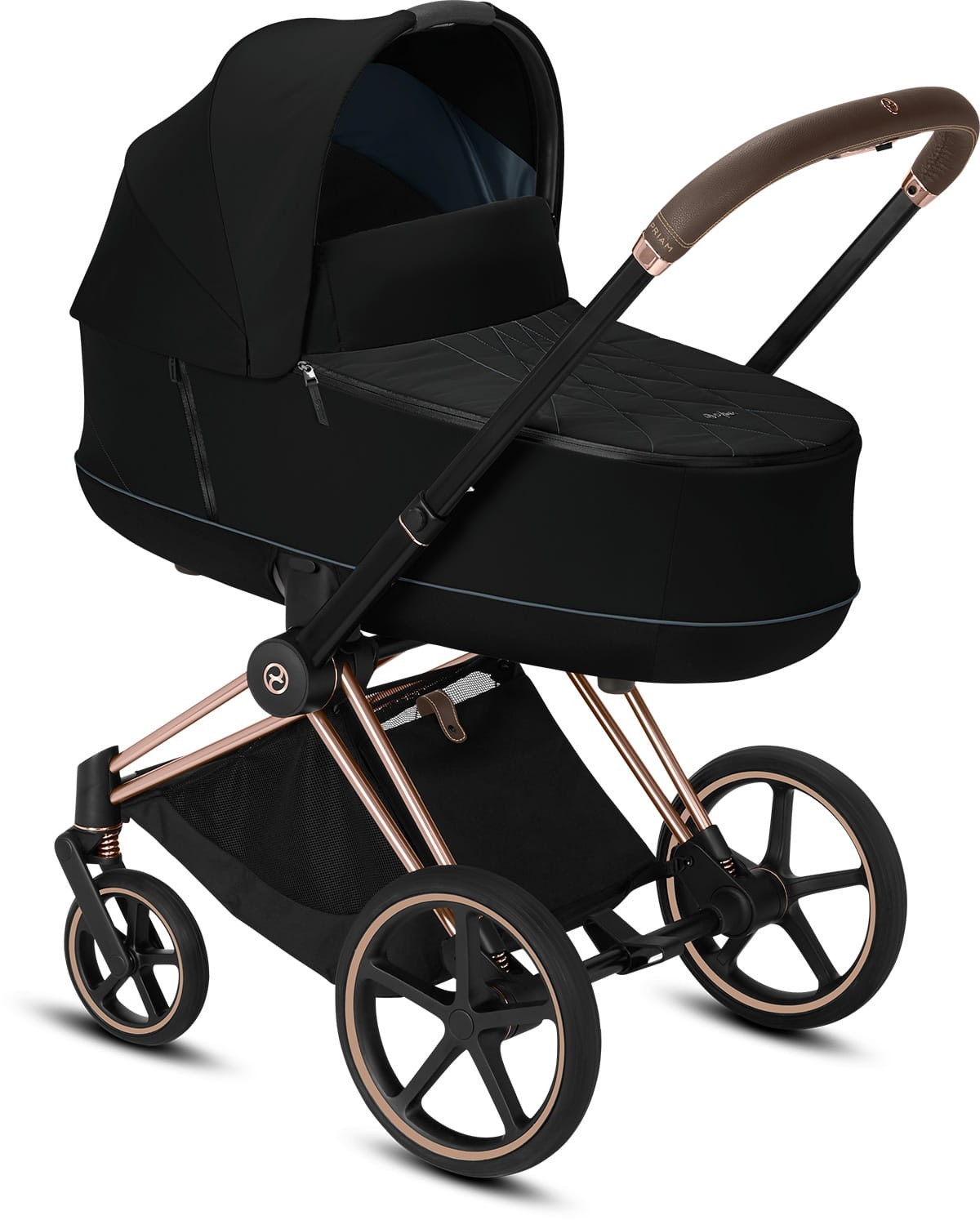 

Коляска для новорожденных Cybex Priam Deep Black шасси Rose Gold