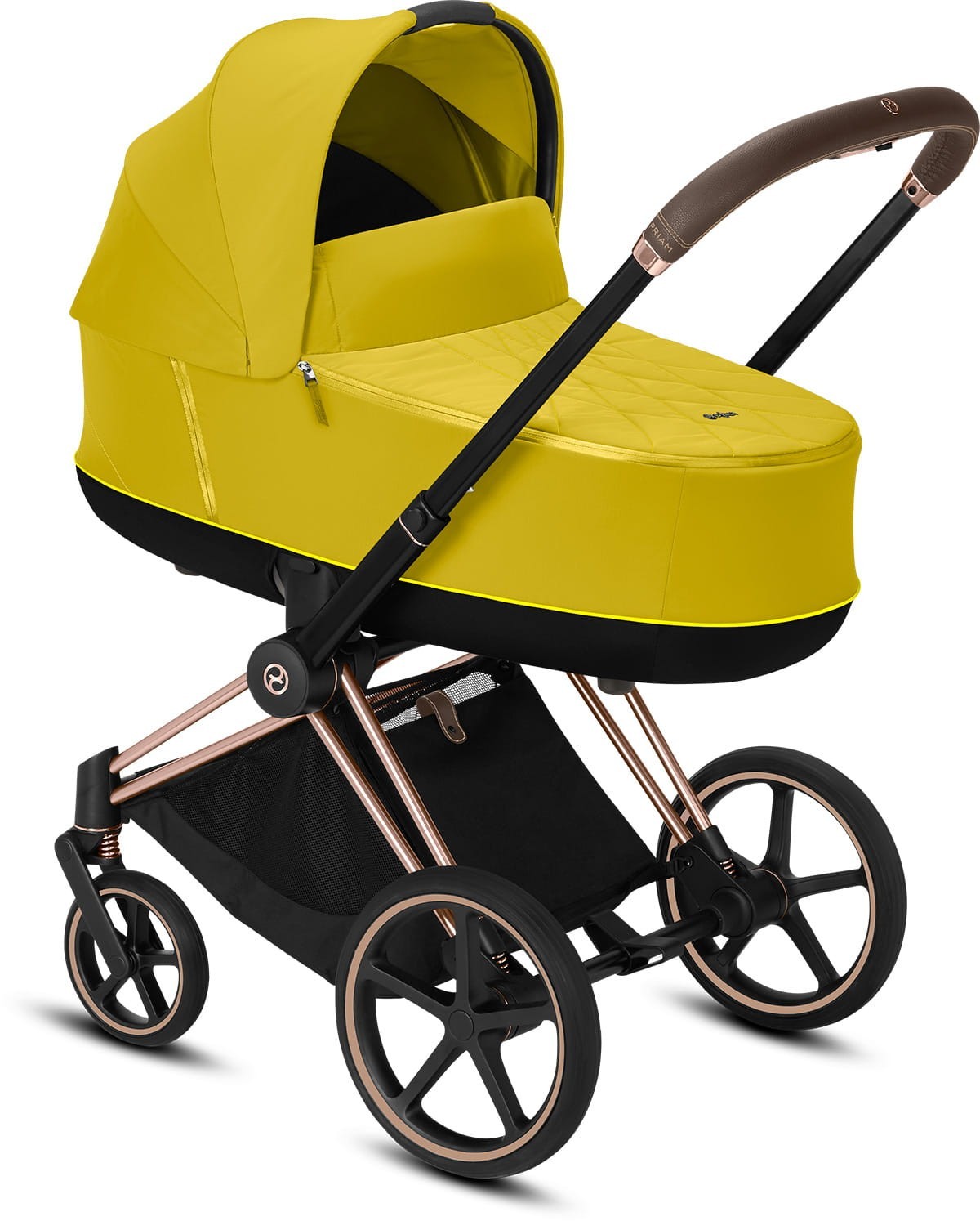 

Коляска для новорожденных Cybex Priam Mustard Yellow шасси Rose Gold