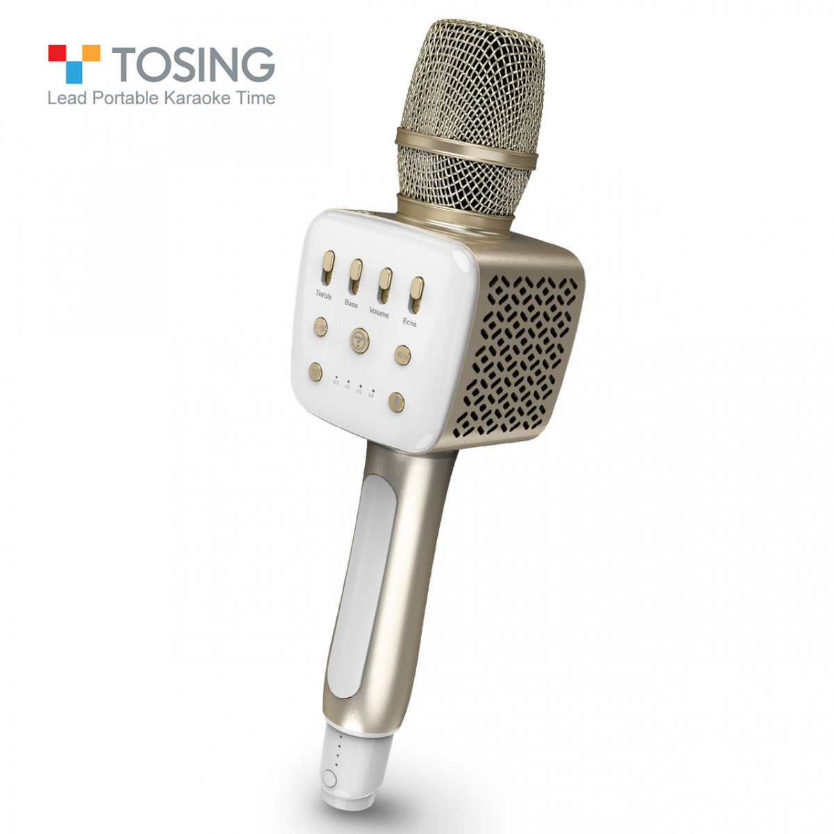 

Микрофон караоке Tosing V2 (Tuxun). Беспроводное подключение к колонкам.Вокальный. Золотой (2191314)