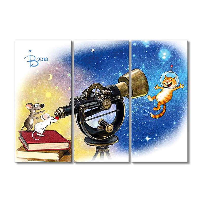 

Модульная картина Artel «Космокот» 3 модуля 70x105 см