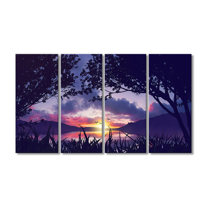 

Модульная картина Artel «Закат небо птицы деревья» 4 модуля 70x105 см