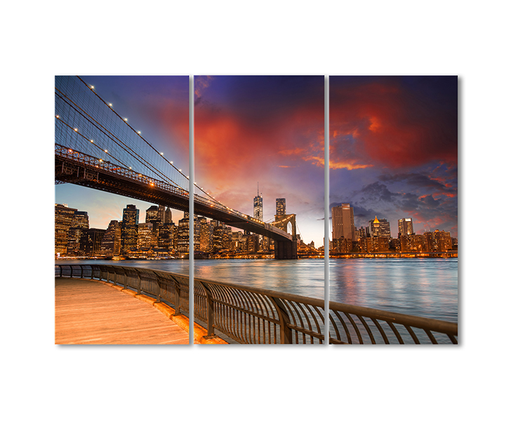 

Модульная картина Artel «Закат над Бруклинским мостом» 3 модуля 70x105 см