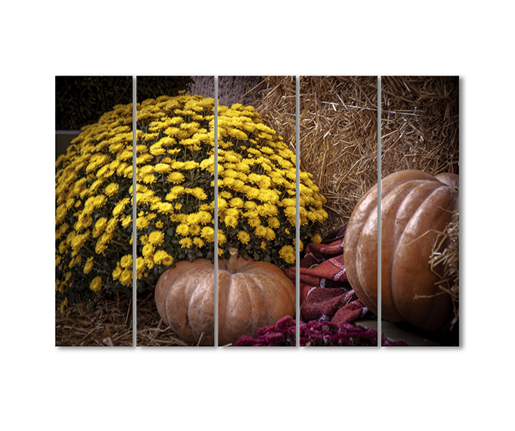 

Модульная картина Artel «Желтые хризантемы, тыква, сено» 5 модулей 120x180 см