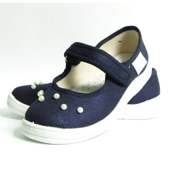 

Туфли для девочки текстильные Waldi Алина Перлинки 2 синие 34
