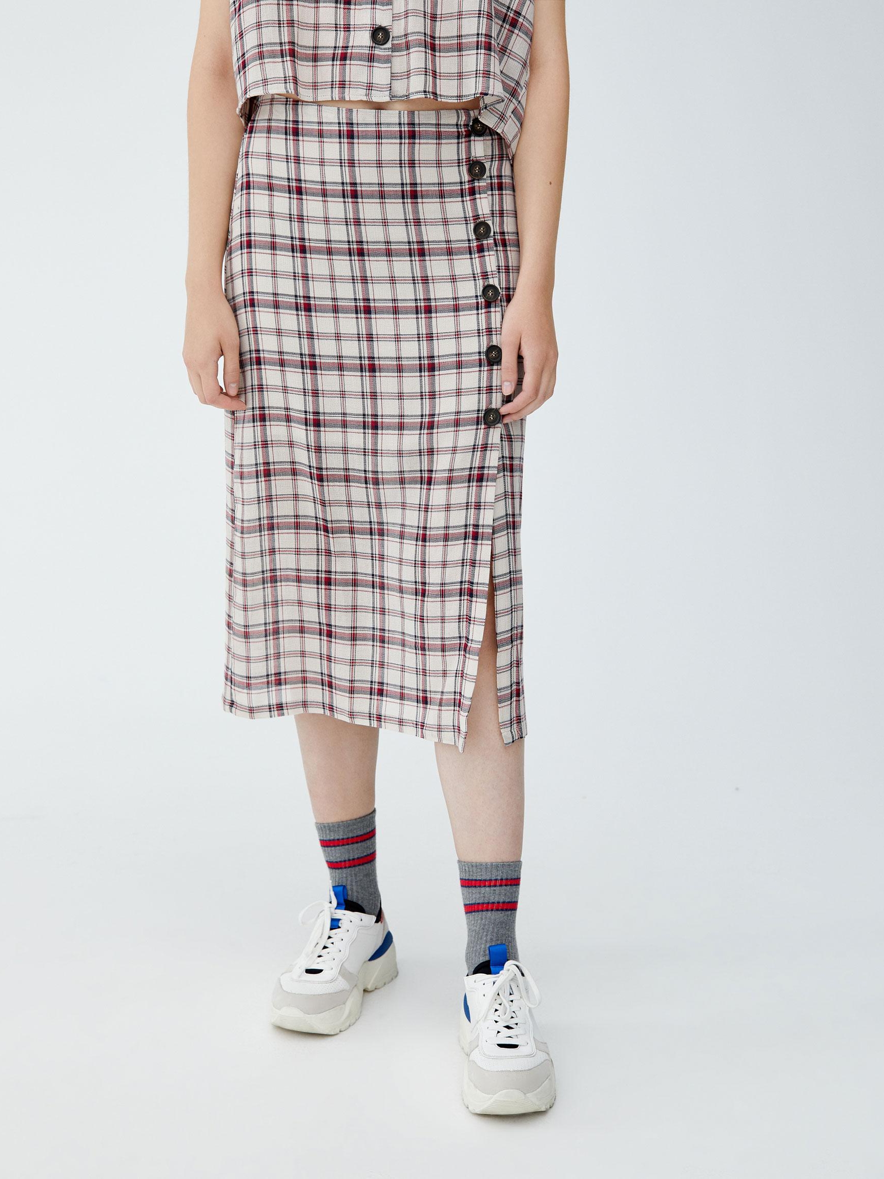 

Юбка Pull & Bear XAZ237392WQUA M Бежевая с бордовым