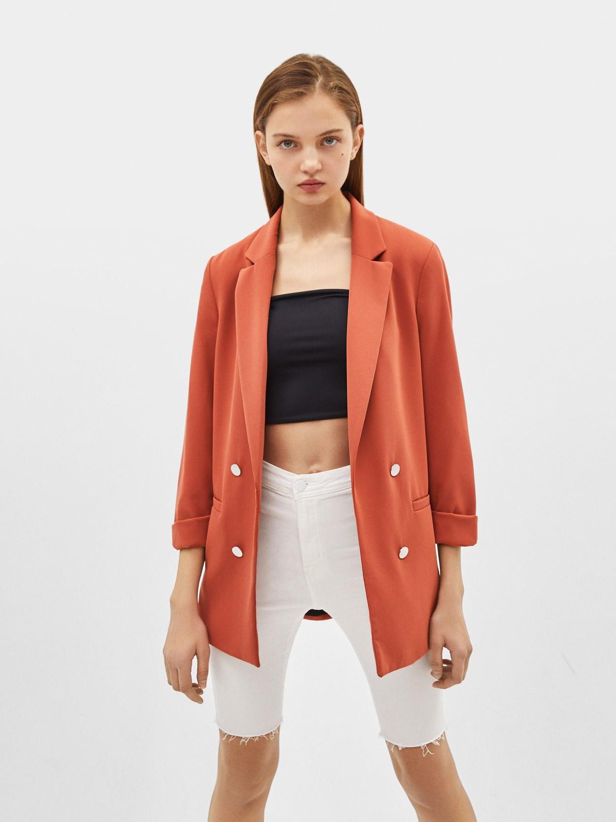 

Пиджак Bershka XAZ220918UNJX  Кирпичный, Пиджак Bershka XAZ220918UNJX XS Кирпичный