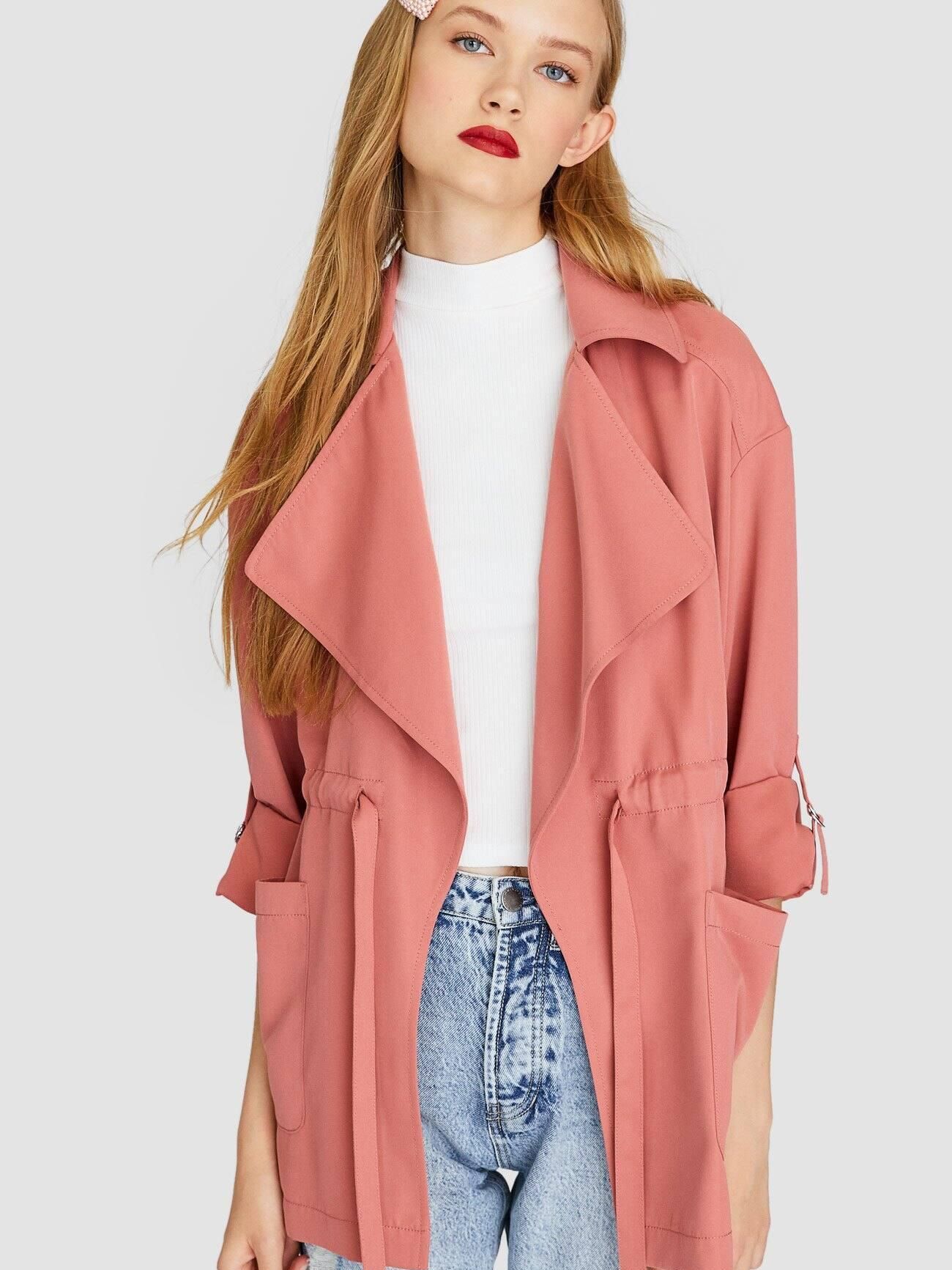 

Тренч Stradivarius XAZ231865HBWM M Темно-розовый