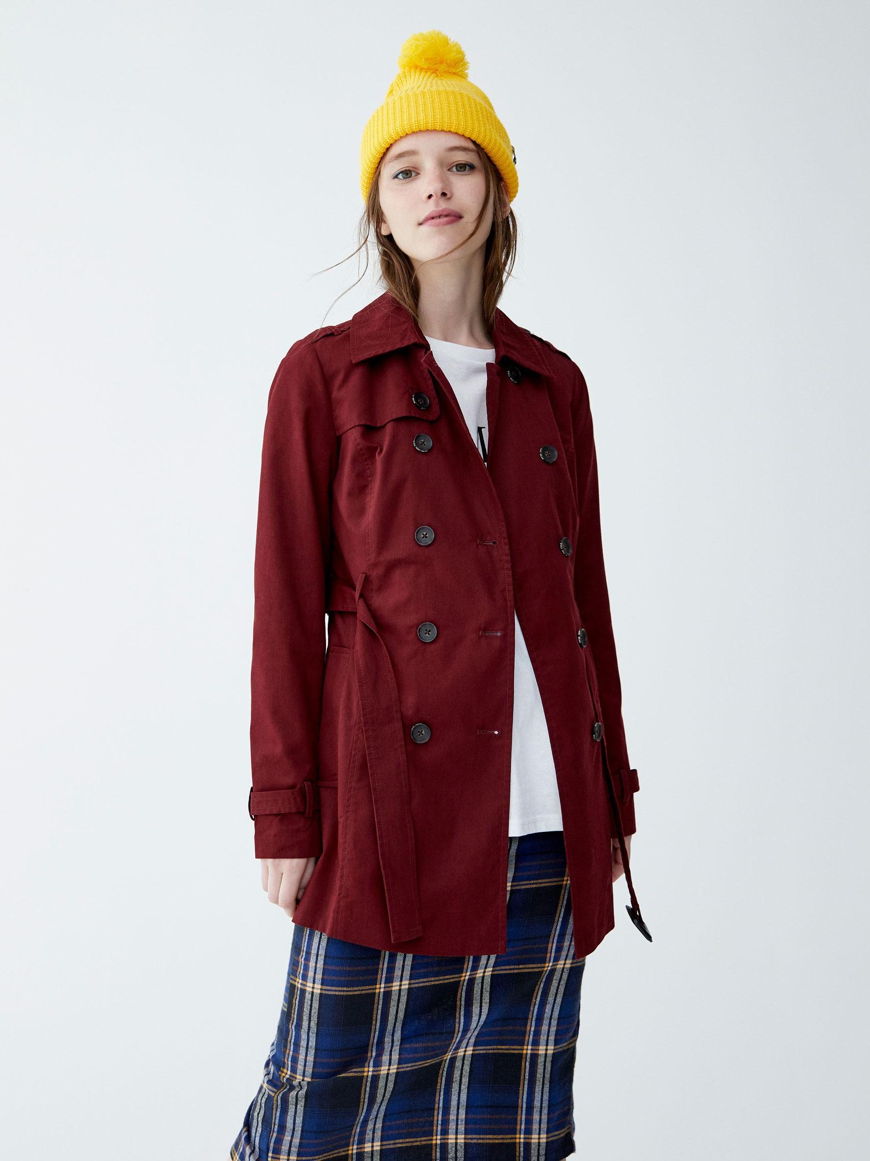 

Тренч Pull & Bear XAZ235780SBSC S Бордовый