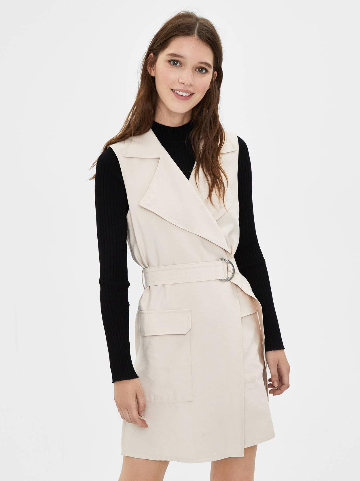 

Жилет Bershka XAZ238732WCZI - Бежевый, Жилет Bershka XAZ238732WCZI XS-S Бежевый