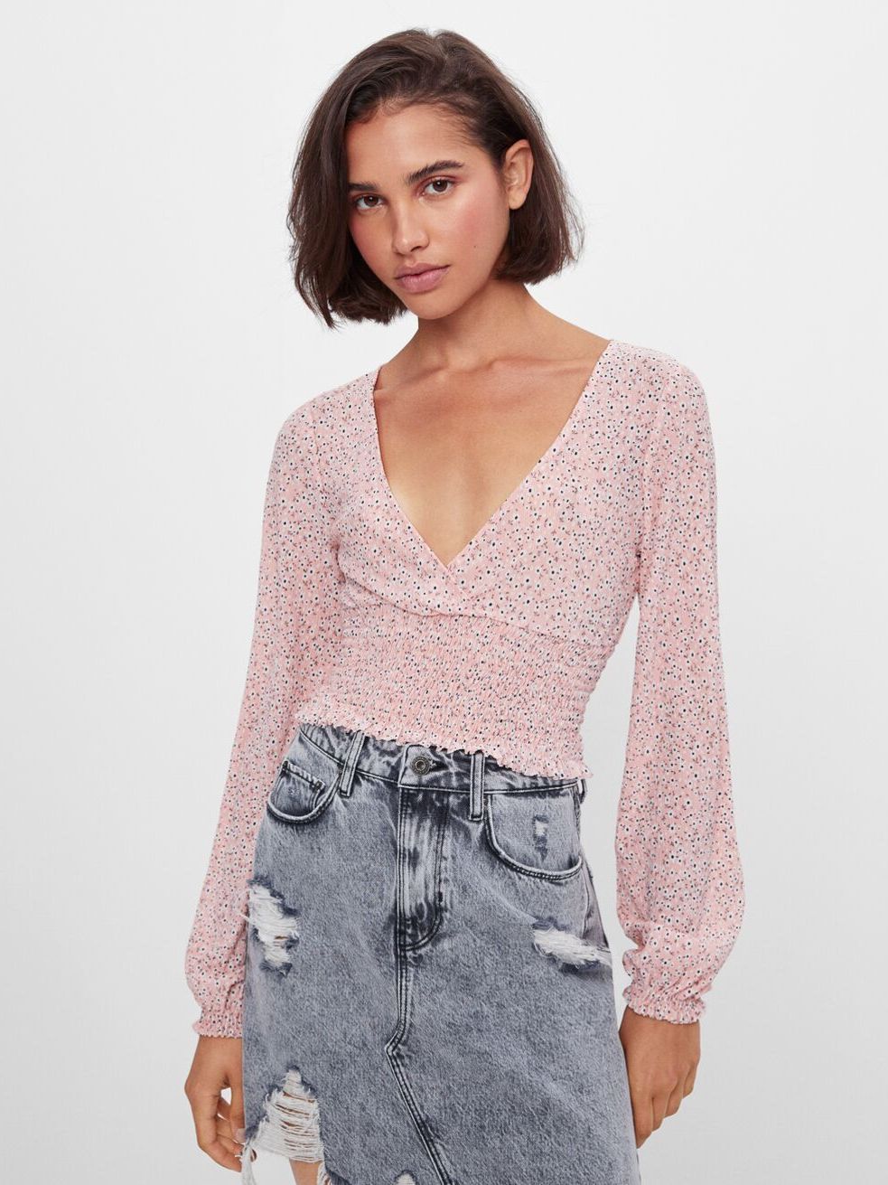 

Блузка Bershka 7360/187/902  Персиковая, Блузка Bershka 7360/187/902 S Персиковая