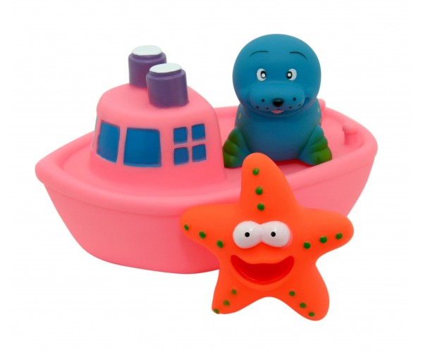 

Набор игрушек для ванны "Корабль друзей" Baby team, 10+, арт. 9000 (розовый)
