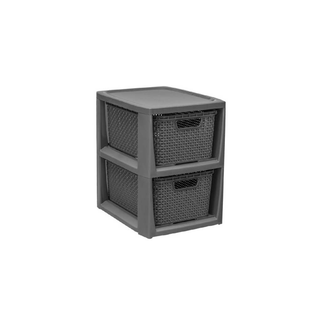 

Комод BRANQ RATTAN на 2 ящика мини антрацит (BRQ - 1727 )