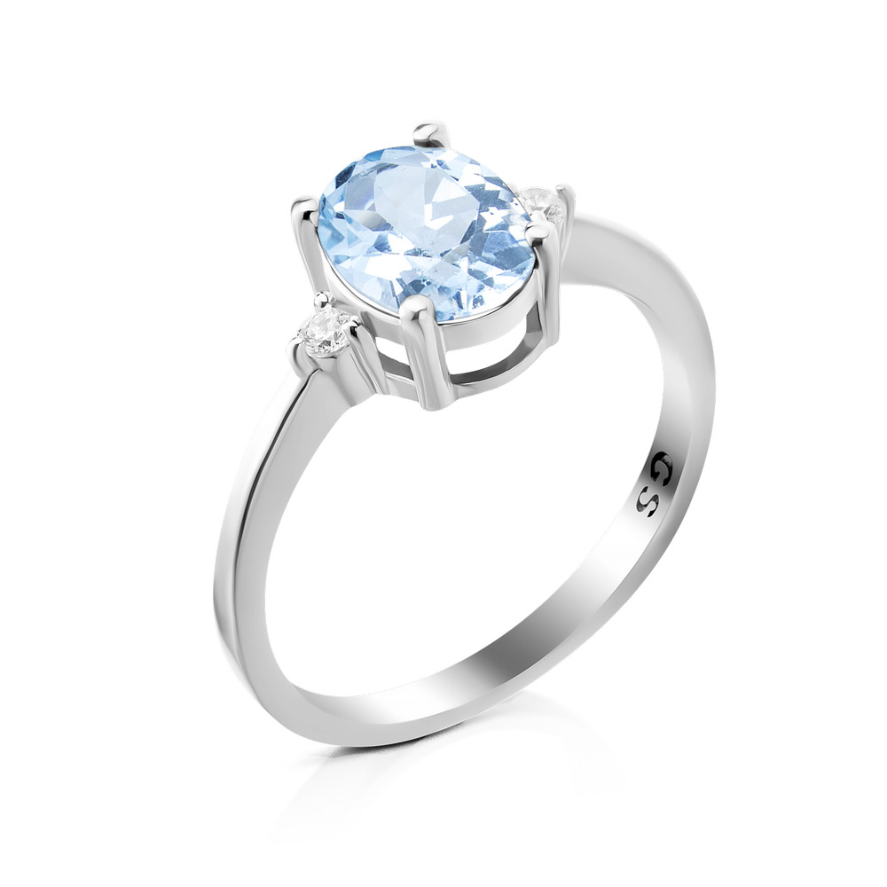 

Серебряное кольцо с скай топазом 018-3910 GS-5711 р-19