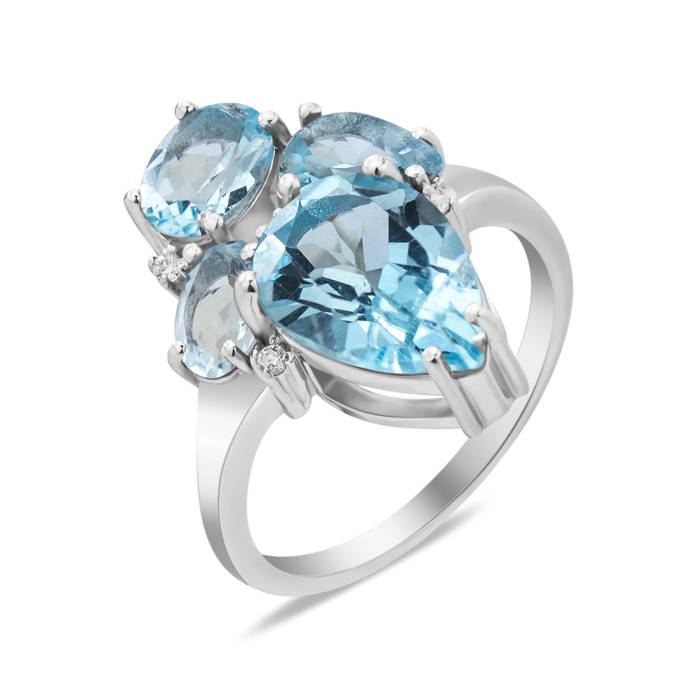 

Серебряное кольцо со скай топазом 181-3910 GS-6596 р-16.5